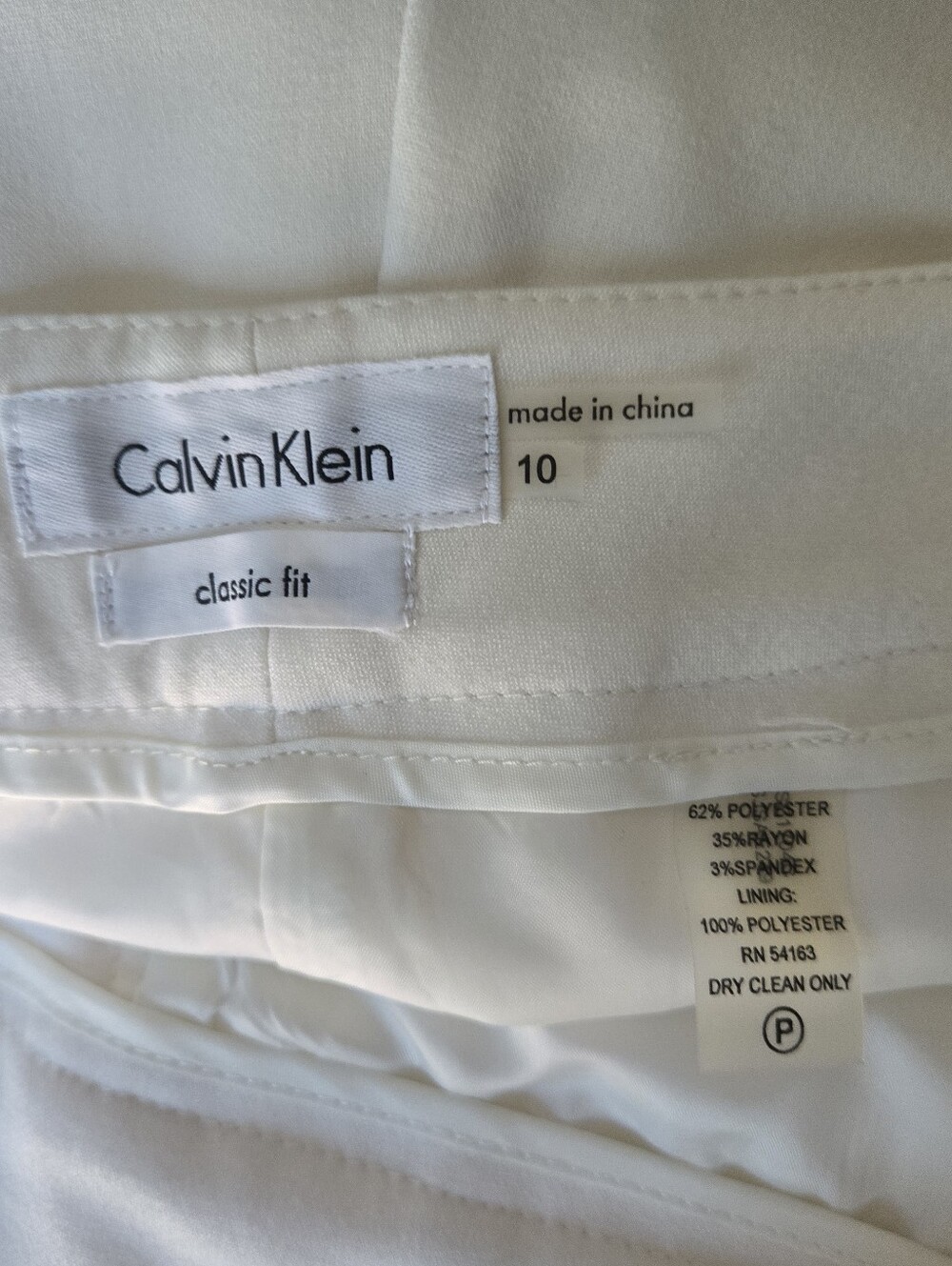 Calvin Klein Classic Fit Straight Leg Dress Pants Cream NWT Size 10 - Picture 7 of 7